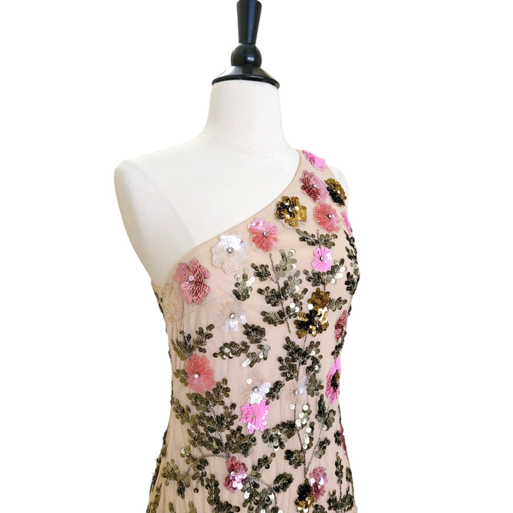 Mac Duggal One-Shoulder Floral Sequin Maxi Dress - Picture 6 of 13